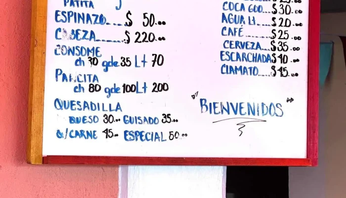 Barbacoa El Corderito -  Carta - Santo Domingo de Guzmán