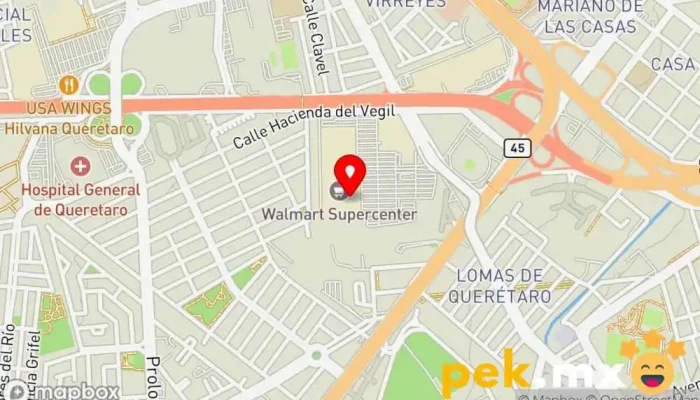 mapa de Cerrajería Keys Factory Walmart Cerrajero en Santiago de Querétaro