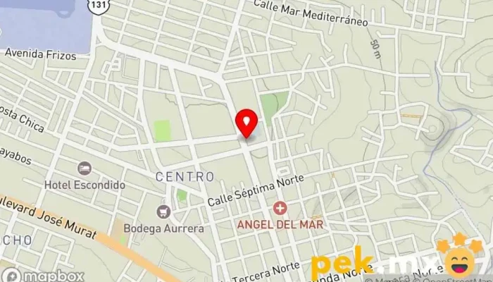 mapa de CFE Comisión Federal de Electricidad Compañía eléctrica, Campus corporativo en Puerto Escondido