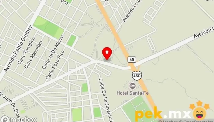 mapa de Dpto Electrico CFE/Distribucion Oficinas de empresa en Santa Rosalía de Camargo