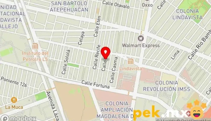 mapa de ECOPAVIMENTOS DE MÉXICO Empresa constructora, Servicio de instalación eléctrica, Contratista de pavimentación, Empresa de topografía en Gustavo A. Madero, LINDAVISTA