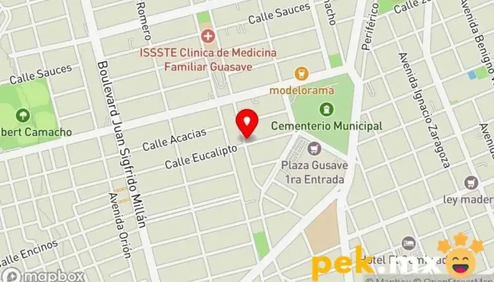 mapa de Partes Autoeléctricas y Fuel Injection Rocar Tienda de repuestos para automóviles en Guasave