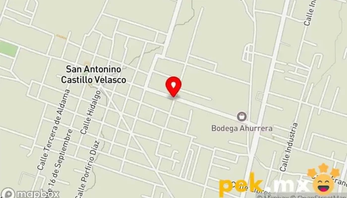 mapa de PRO ONE Refaccionarias Tienda de baterías para automóvil, Tienda de repuestos para automóviles en San Antonino Castillo Velasco
